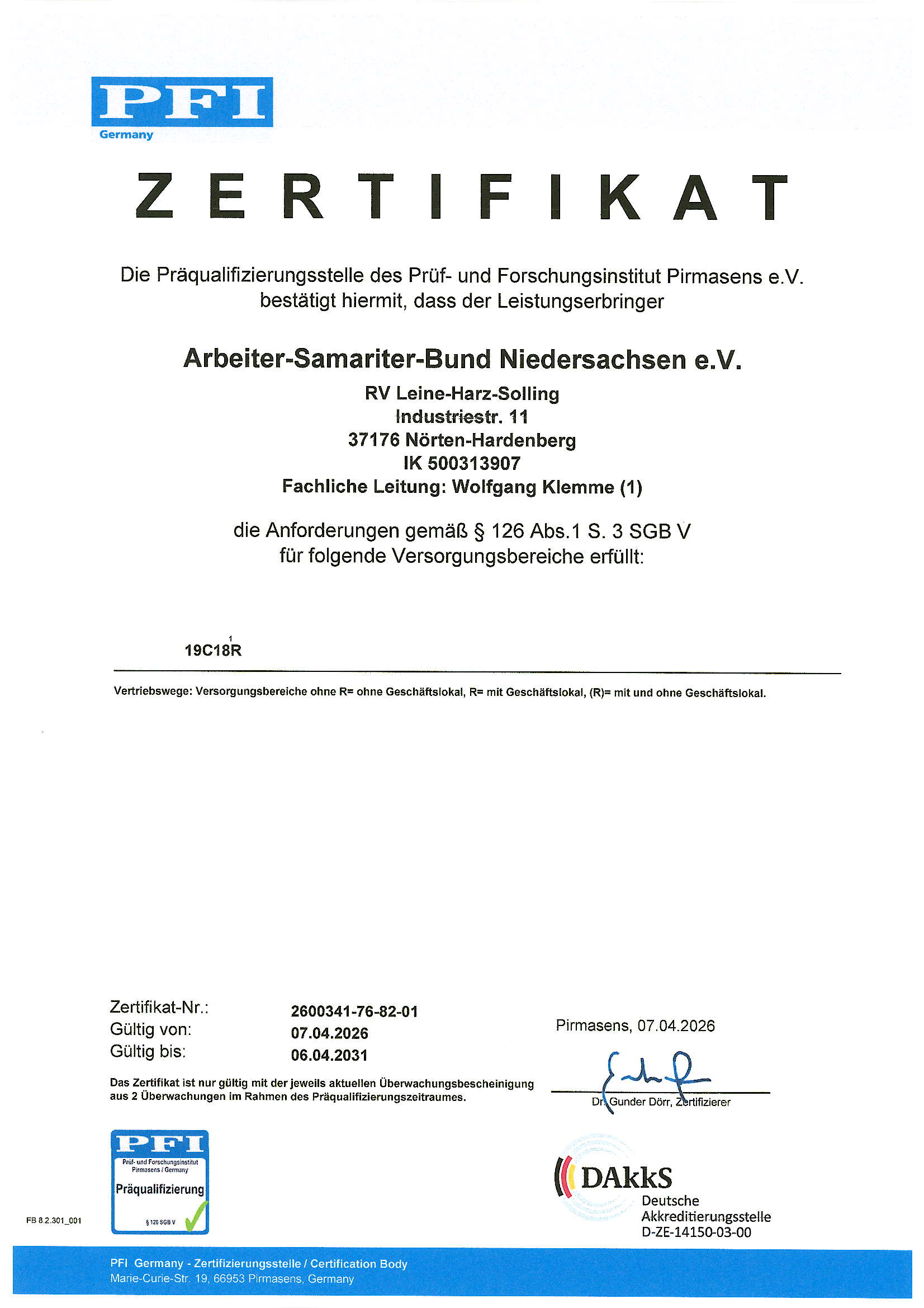 Erneute Präqualifizierung für unseren Hausnotrufservice